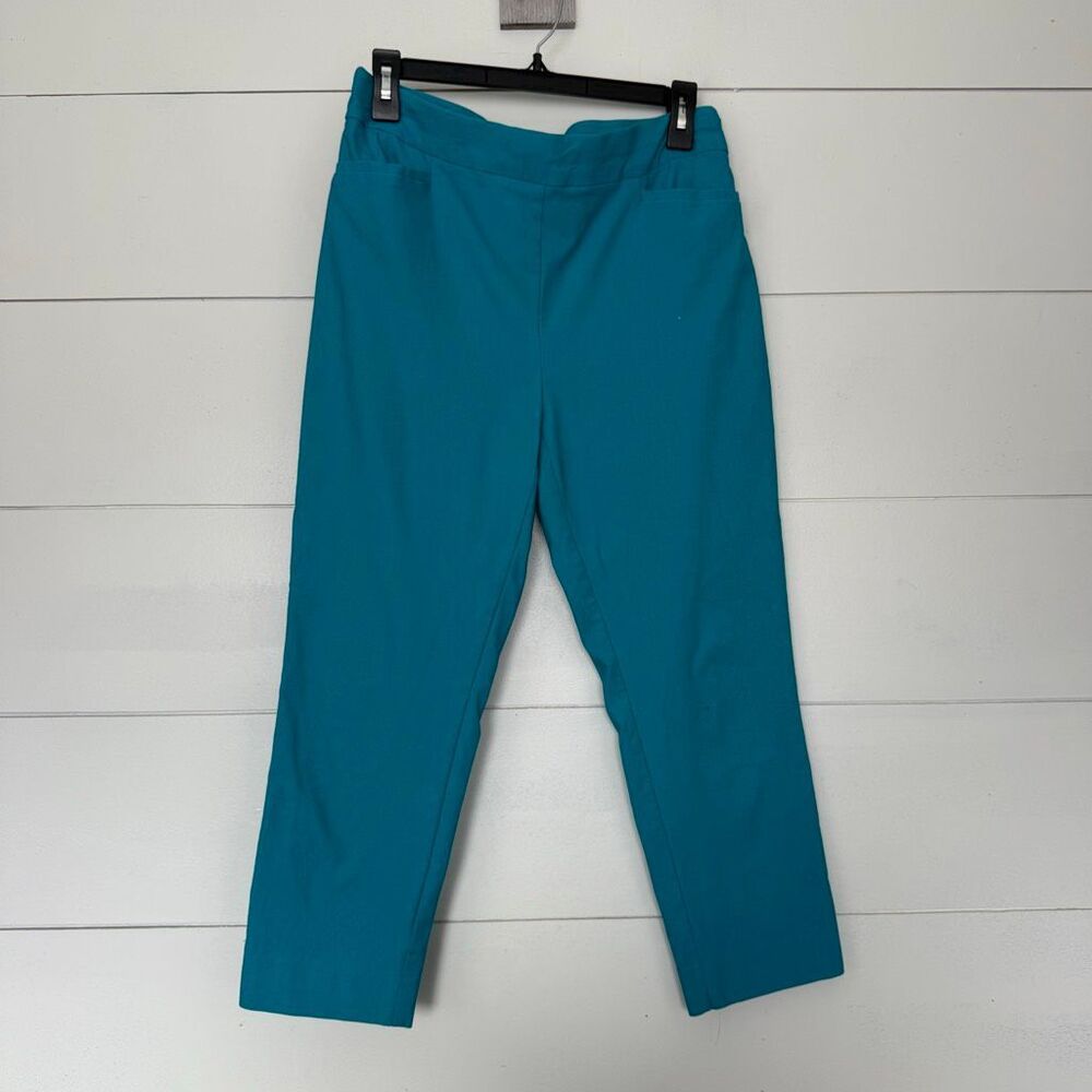Chico’s Women’s 1 Blue Cropped Ankle Pants Stretchy